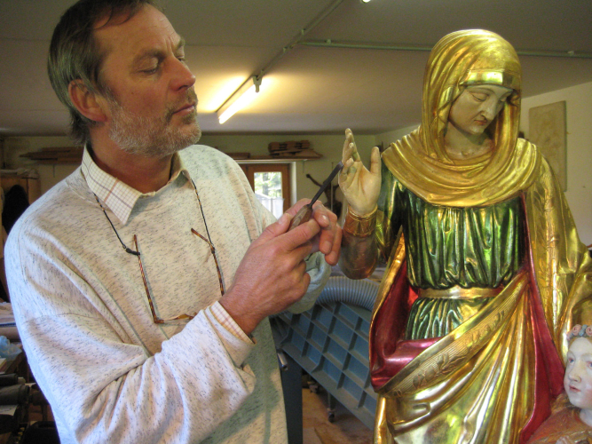 Holzschnitzer- Restaurierung Hand restauriert - Maria mit Kind